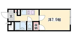 レオパレス喜多1 1Kの間取図画像