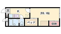 レオパレス伊伝居 1Kの間取図画像