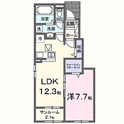 サンセールVIII A 1LDKの間取図画像
