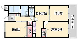 シャルマン今宿 3DKの間取図画像