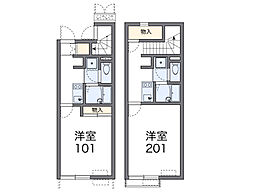 レオネクストロッソナカハマ 1Kの間取図画像