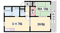 ハイツ西庄 2DKの間取図画像