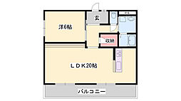 エクセレント宝殿2号棟 1LDKの間取図画像