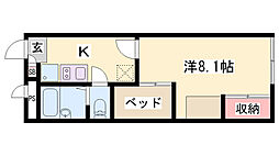 レオパレスチャンティック曽根 1Kの間取図画像