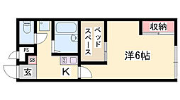 レオパレスBe-Town 1Kの間取図画像