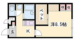 レオパレスサンライズ松陽 1Kの間取図画像