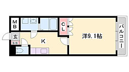 コーラルガーデン 1Kの間取図画像