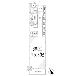 キャッスルコート西新町 1Kの間取図画像