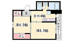 ヴィラナリー上郡1棟 2DKの間取図画像