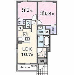 メゾングレーヌ東觜崎駅前A 2LDKの間取図画像