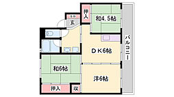 ビレッジハウスこかべ台2 3DKの間取図画像