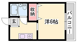コーポ神明 ワンルームの間取図画像