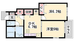 グランチャレット1 2DKの間取図画像