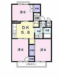 シャルム土山1 3DKの間取図画像