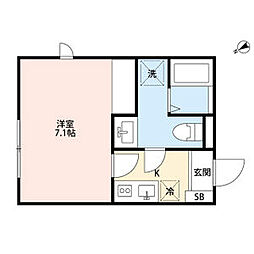 リュミエール安田 1Kの間取図画像