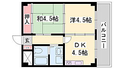飾磨中村コーポ 2DKの間取図画像