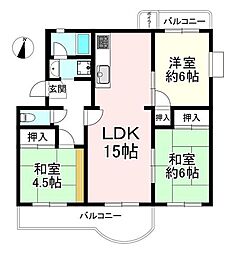 名谷19団地80号棟 3LDKの間取図画像