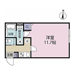 Coral茅ヶ崎 1Kの間取図画像