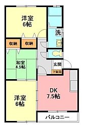 カームハイツ2 3DKの間取図画像