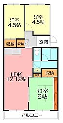 グリーンハイム4号棟 3LDKの間取図画像