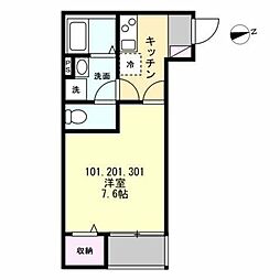 藤沢市高倉アパート 1Kの間取図画像