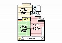 アパートメント大貫 2DKの間取図画像