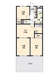 茅ヶ崎ダイカンプラザ 3DKの間取図画像