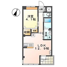 モンテスリーズ 1LDKの間取図画像