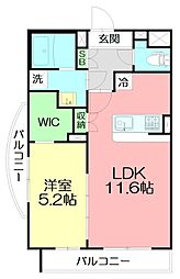Opus・One 1LDKの間取図画像