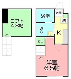 ELVITASHONAN 1Kの間取図画像