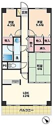ロイヤルコート寒川 3LDKの間取図画像
