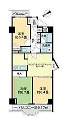 ライオンズマンション片瀬江ノ島 3LDKの間取図画像