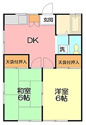 B小倉ハイム 2DKの間取図画像