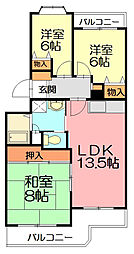 エクレール本鵠沼 3LDKの間取図画像