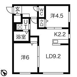 オクシデントパレ 2LDKの間取図画像