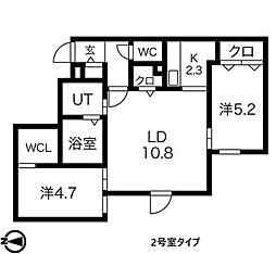 札幌市中央区南六条西22丁目マンション 2LDKの間取図画像