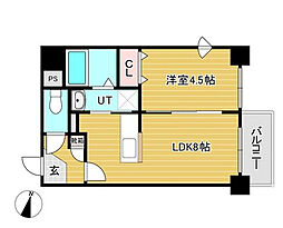 シュクル医大南 1LDKの間取図画像