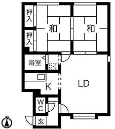コーポみとり 2LDKの間取図画像