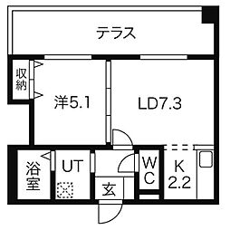 グラスN21 1LDKの間取図画像
