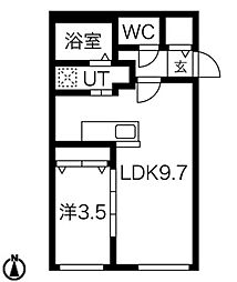 ウェルステージ宮の沢 1LDKの間取図画像