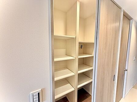 奥行きのあるクローゼットで、衣類やバッグ、季節用品までゆったりと余裕を持って収納いただける嬉しい仕様です。