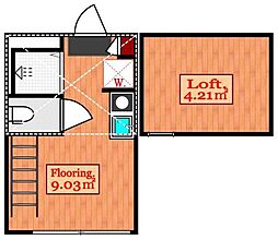 ShantiCasa四谷若葉 ワンルームの間取図画像