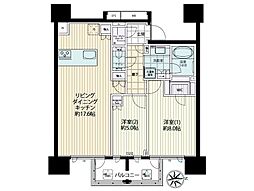 ブランズ東麻布 2LDKの間取図画像