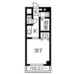 林風館 1Kの間取図画像