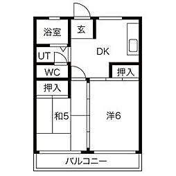 オーシマビル 2DKの間取図画像