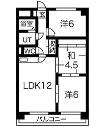 ミラベル元植田 3LDKの間取図画像