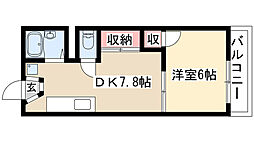 アーバンライフ猪高台 1Kの間取図画像