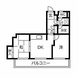 サン・ジョイフル 2DKの間取図画像
