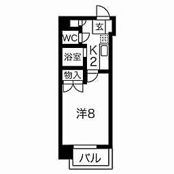 グリンハイツ 1Kの間取図画像