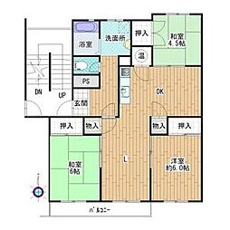 三日月住宅3号棟 3LDKの間取図画像